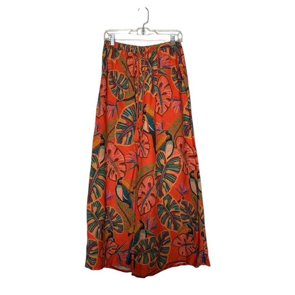 Farm Rio Birdie Orange Wide Leg Pants Size Small - Picture 1 of 9